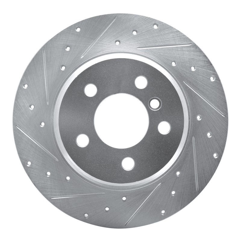 BMW X5 Brake Rotor (1) - Front Left - R1 Concepts - Drilled & Slotted - Silver - `00-`06